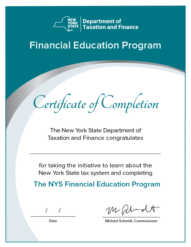 certificate of completion for taxpayer education course