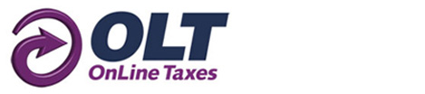 OnLine taxes logo with arrow in the shape of a circle